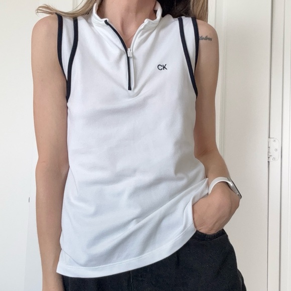 Calvin Klein Golf White Sleeveless Polo Tank Top XS Women’s Sport Activewear - Picture 1 of 7